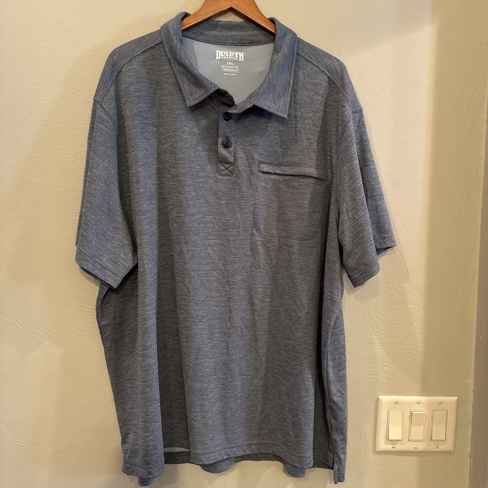 Duluth Trading Co. Armachillo Cooling Relaxed‎ Fit Gray Polo Shirt Size 2X